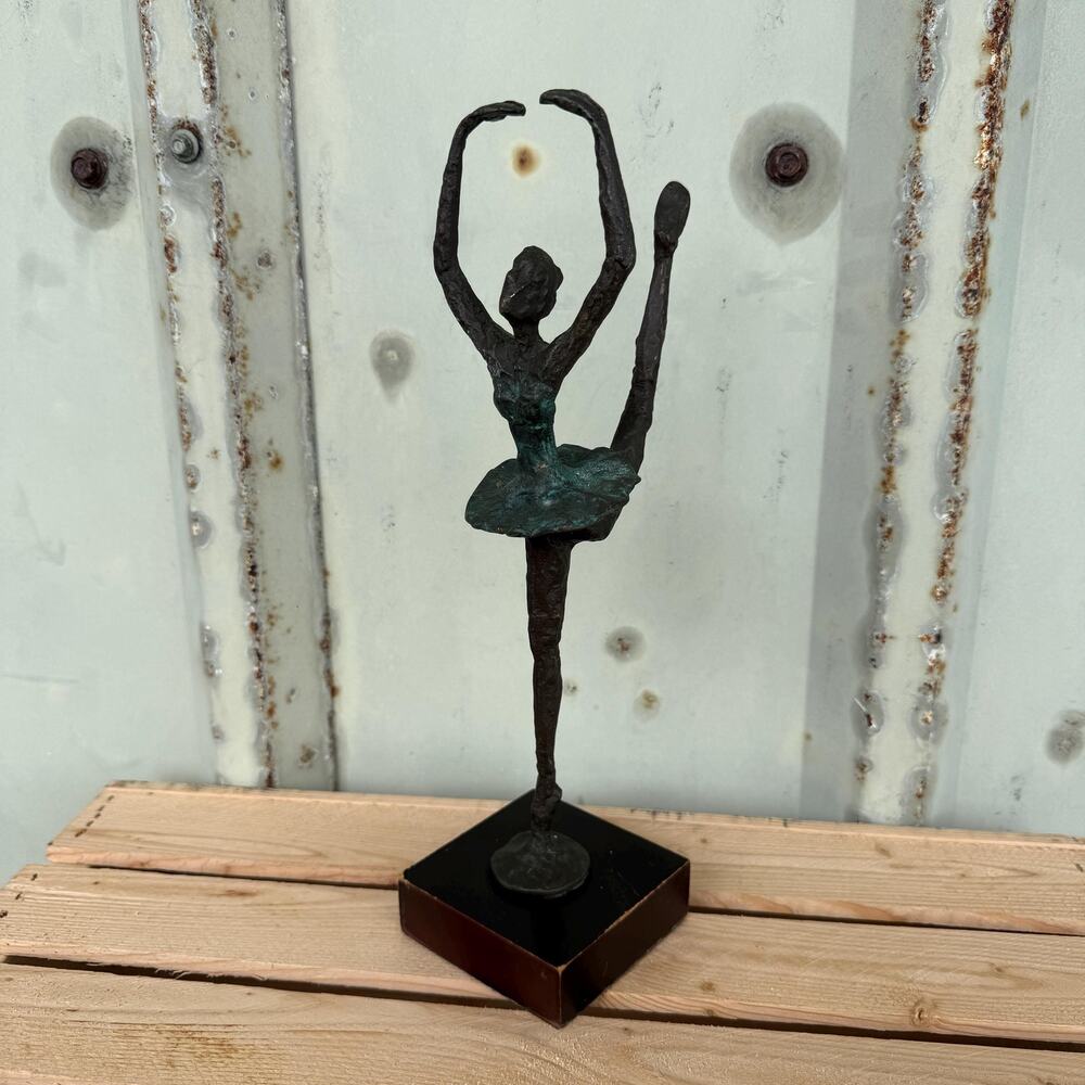 Vintage Bronze Ballerina Dancer Sculpture Brutalist Figurine